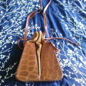 Leather and suede purse handbag